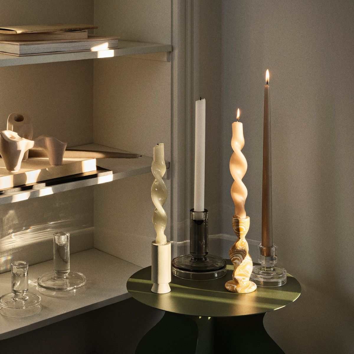 Candelabro Vidro PETRA Cinza Ø12x14cm Cinza