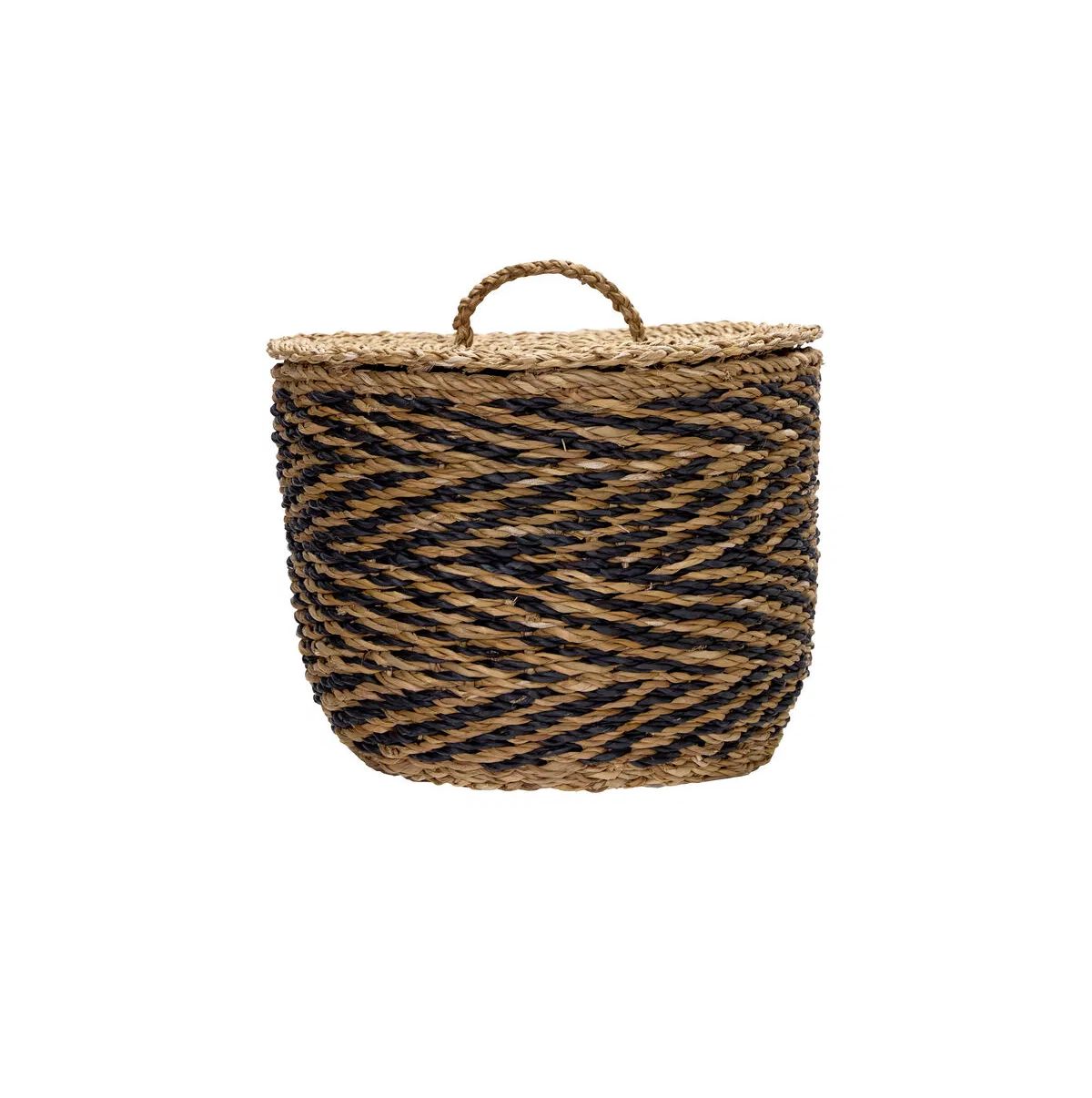 Cesto c/tampa Seagrass  Ø34,5x25,5cm