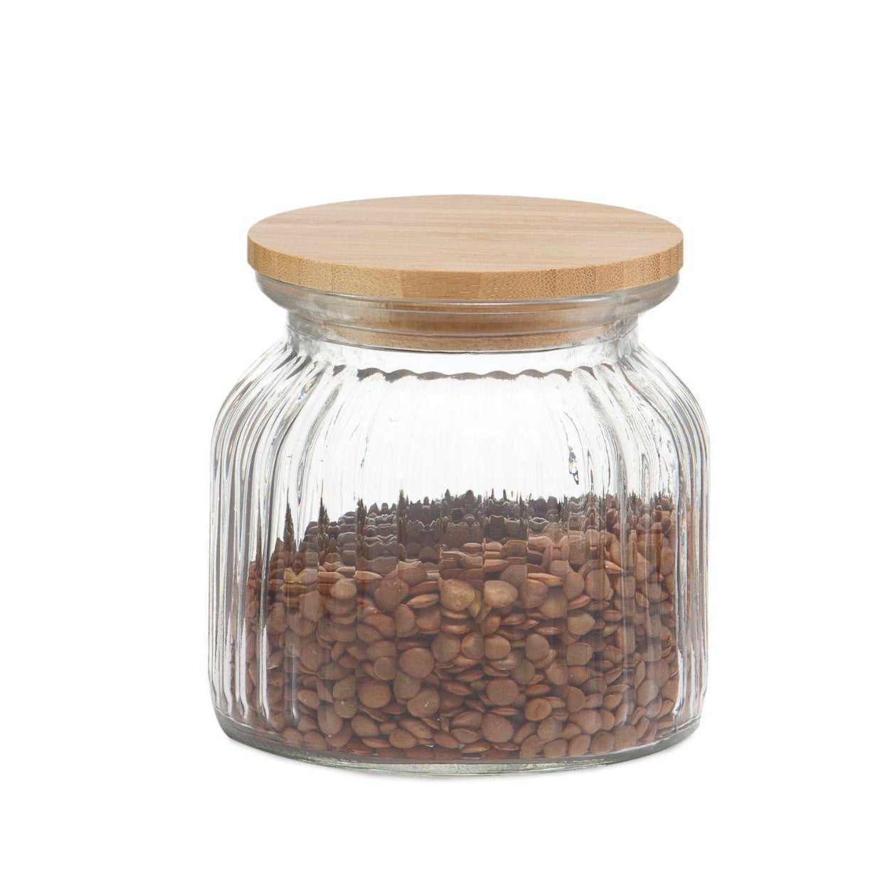Pote Vidro Tampa Bambú Ø10,5X13cm 600ml