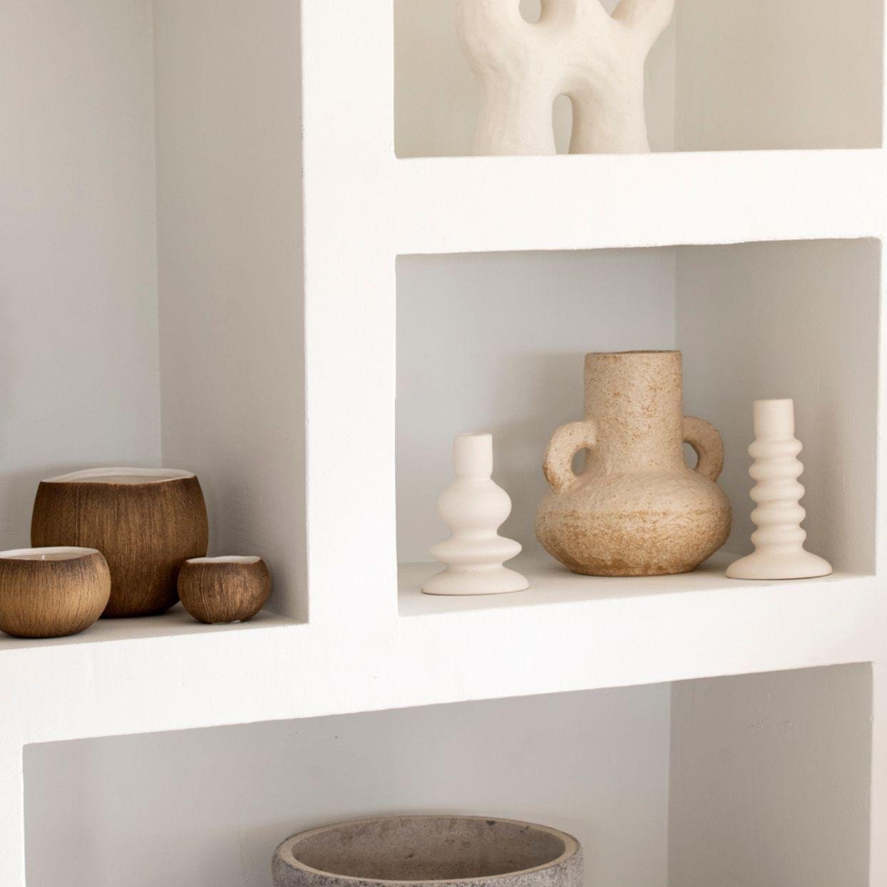 Candelabro Cerâmica Branco Ø11x18,5cm