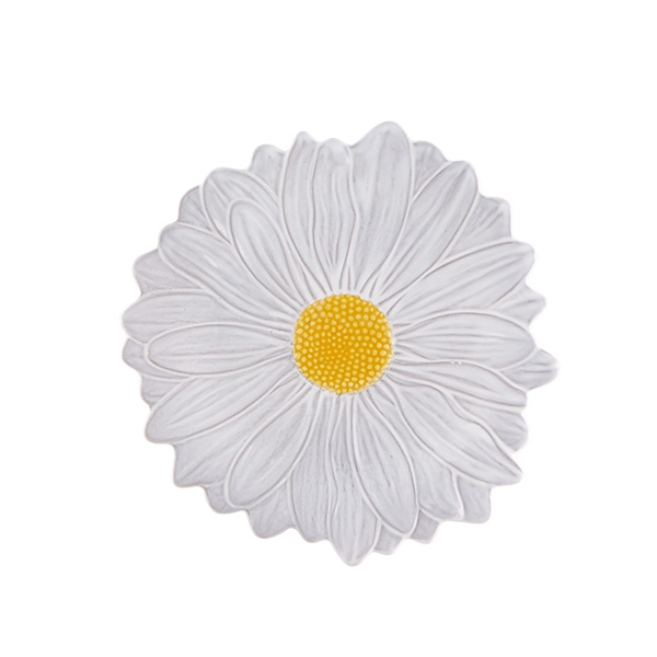 Prato Maria Flor Margarida Branco/Amarelo 23cm