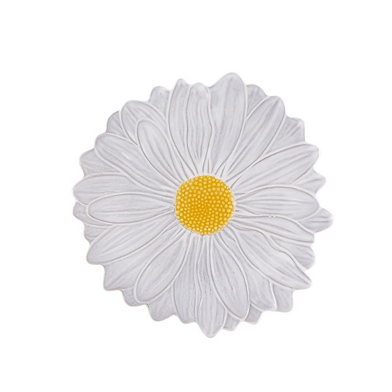 Prato Maria Flor Margarida Branco/Amarelo 23cm