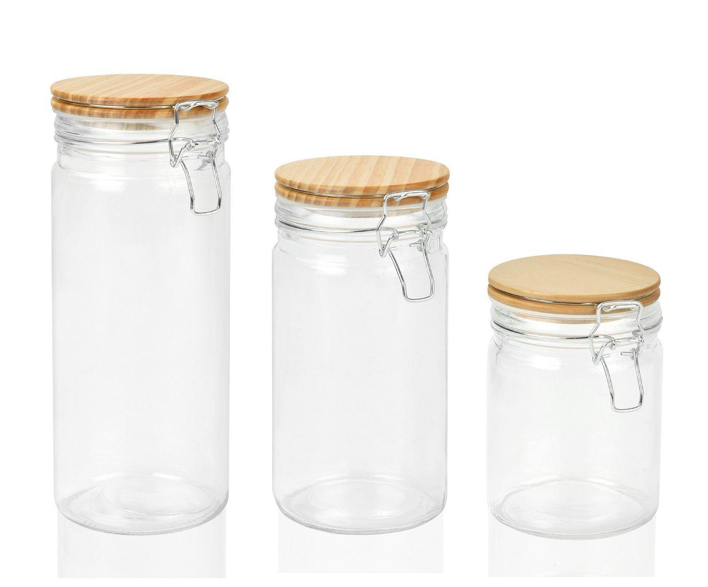 Pote Vidro Tampa Madeira 1300ml