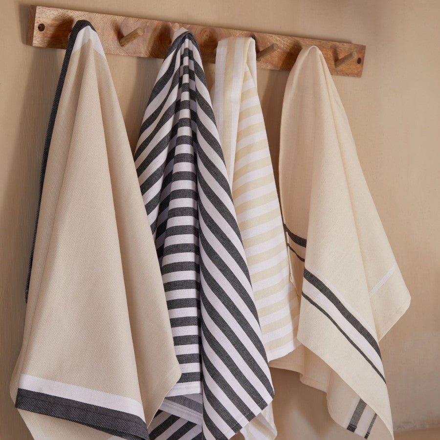 Conj. 2 Panos Cozinha STRIPES Baunilha