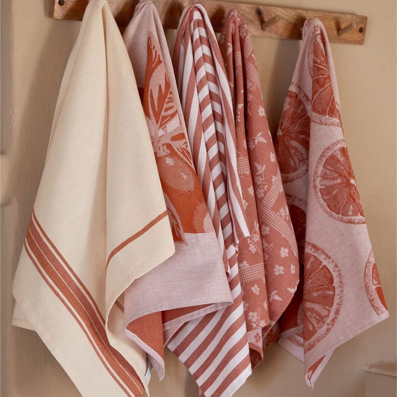 Conj. 2 Panos Cozinha FRENCH STRIPES Laranja