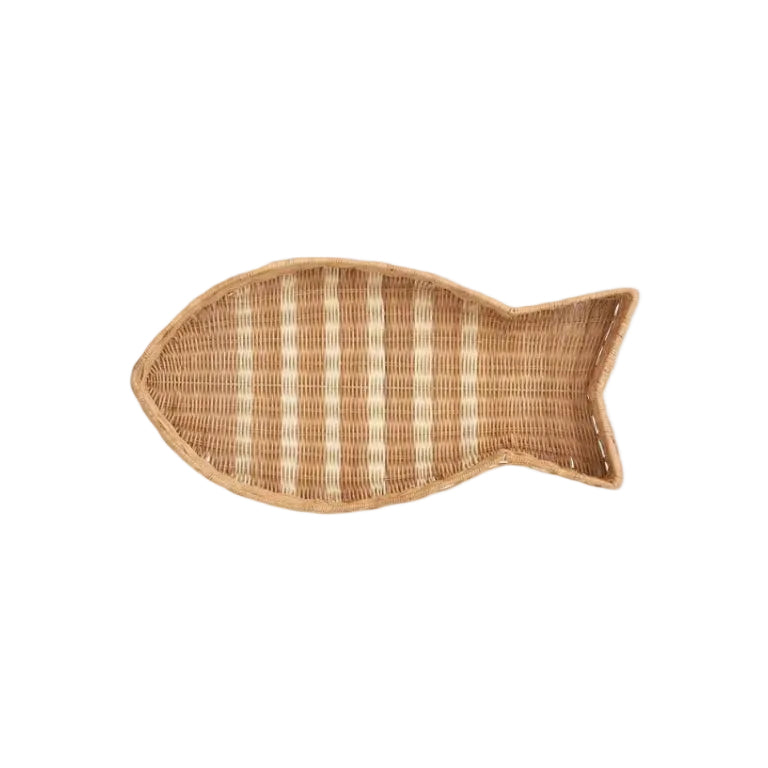 Tabuleiro Peixe Rattan 45x23cm
