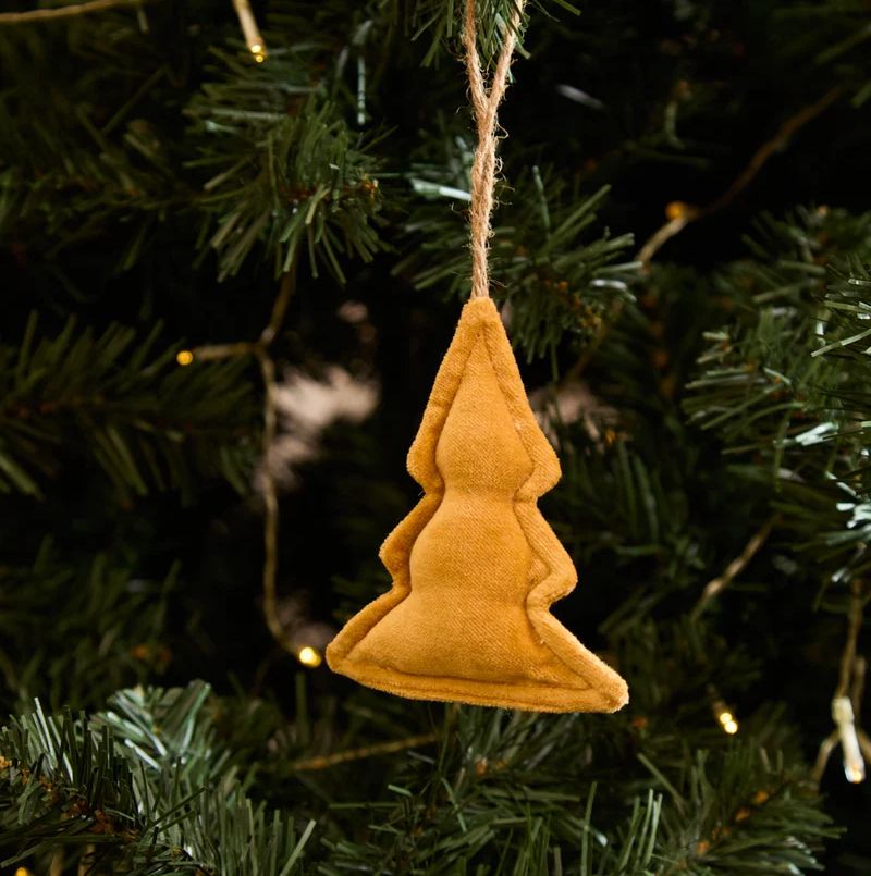 Enfeite Arvore Veludo Mostarda 12cm