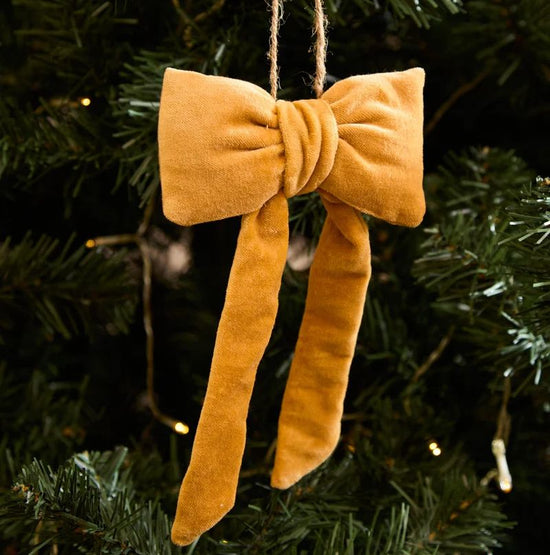 Enfeite Laço Veludo Mostarda 13cm