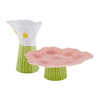 Jarro Maria Flor Margaridas Verde/Amarelo 26cm
